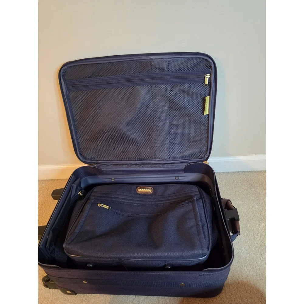 Jaguar 2 Piece Navy Blue Luggage Set Rolling Suitcase Carry On Travel Bag